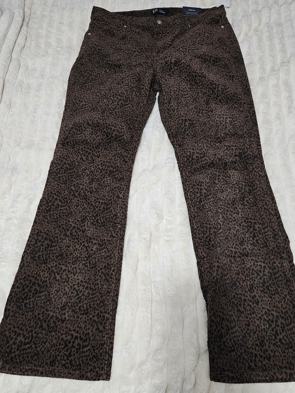 NWT GAP Universal Baby Boot Cut Brown & Black Cheetah Corduroy Pants, Size 14/32